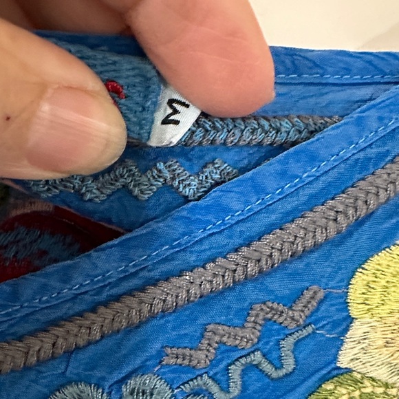 Johnny Was Vibrant Blue Embroidered Blouse - Picture 3 of 7